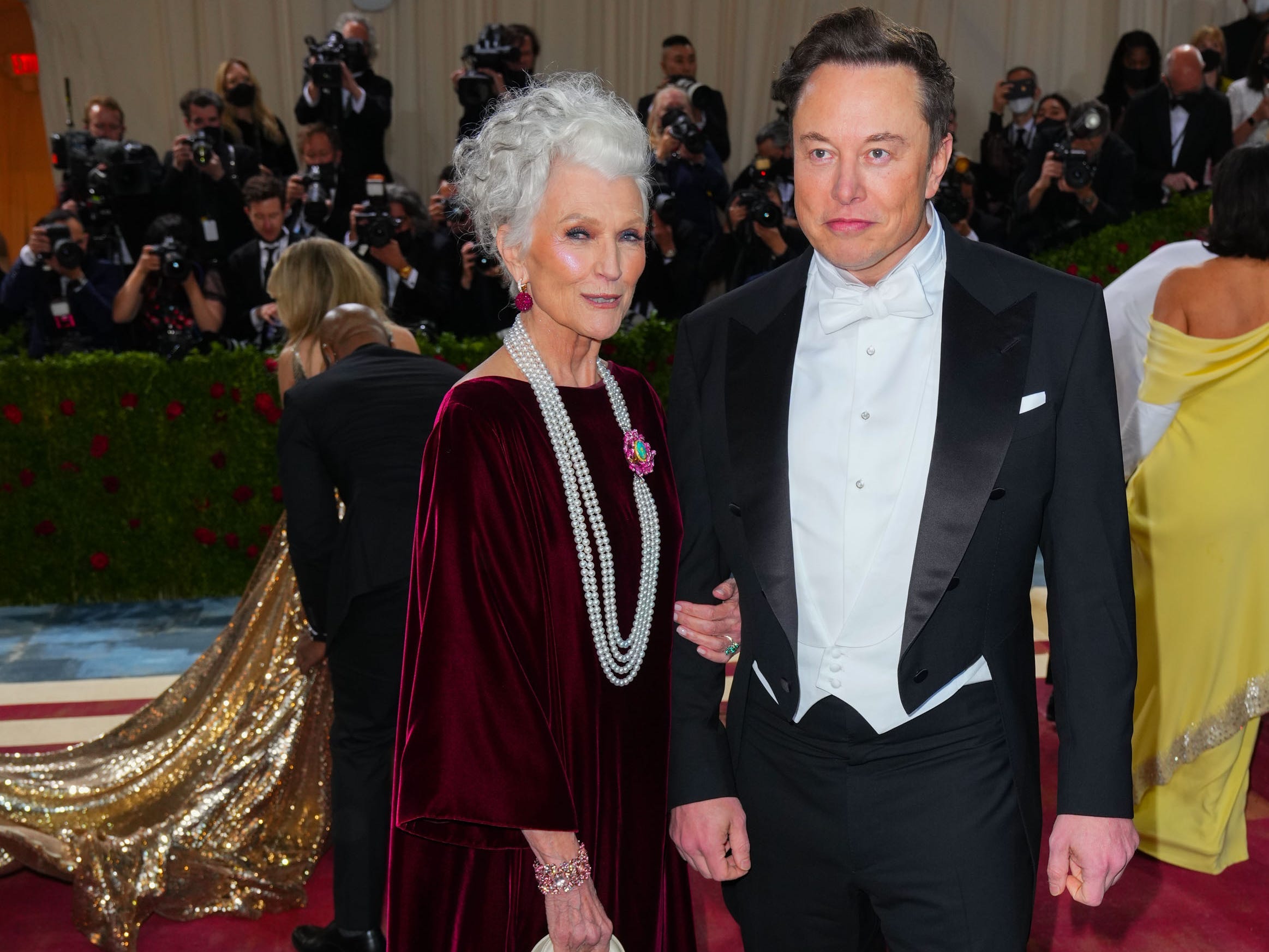 Maye Musk and Elon Musk at the Met Gala in May, 2022.