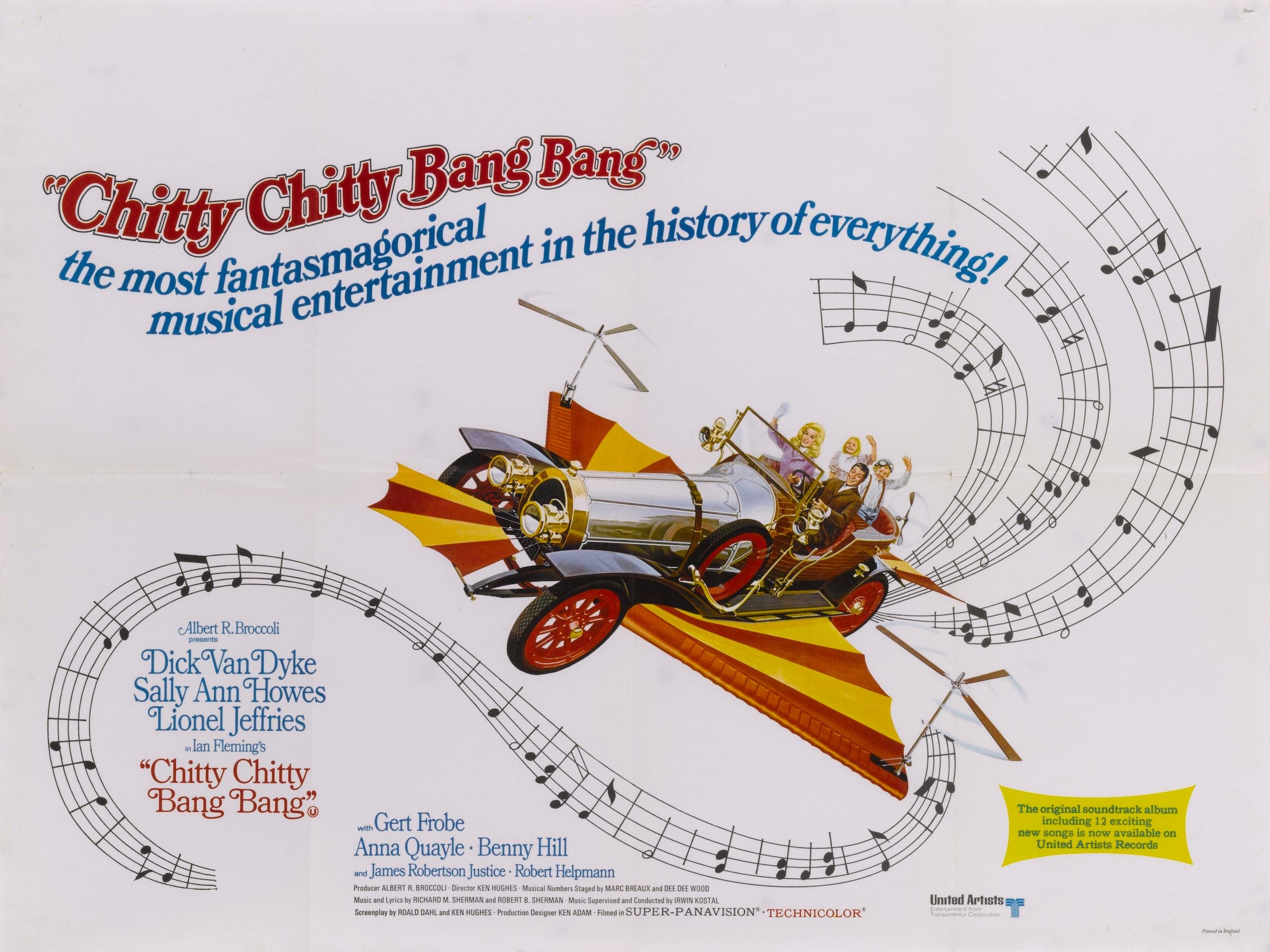 A poster for the children's musical film 'Chitty Chitty Bang Bang.'