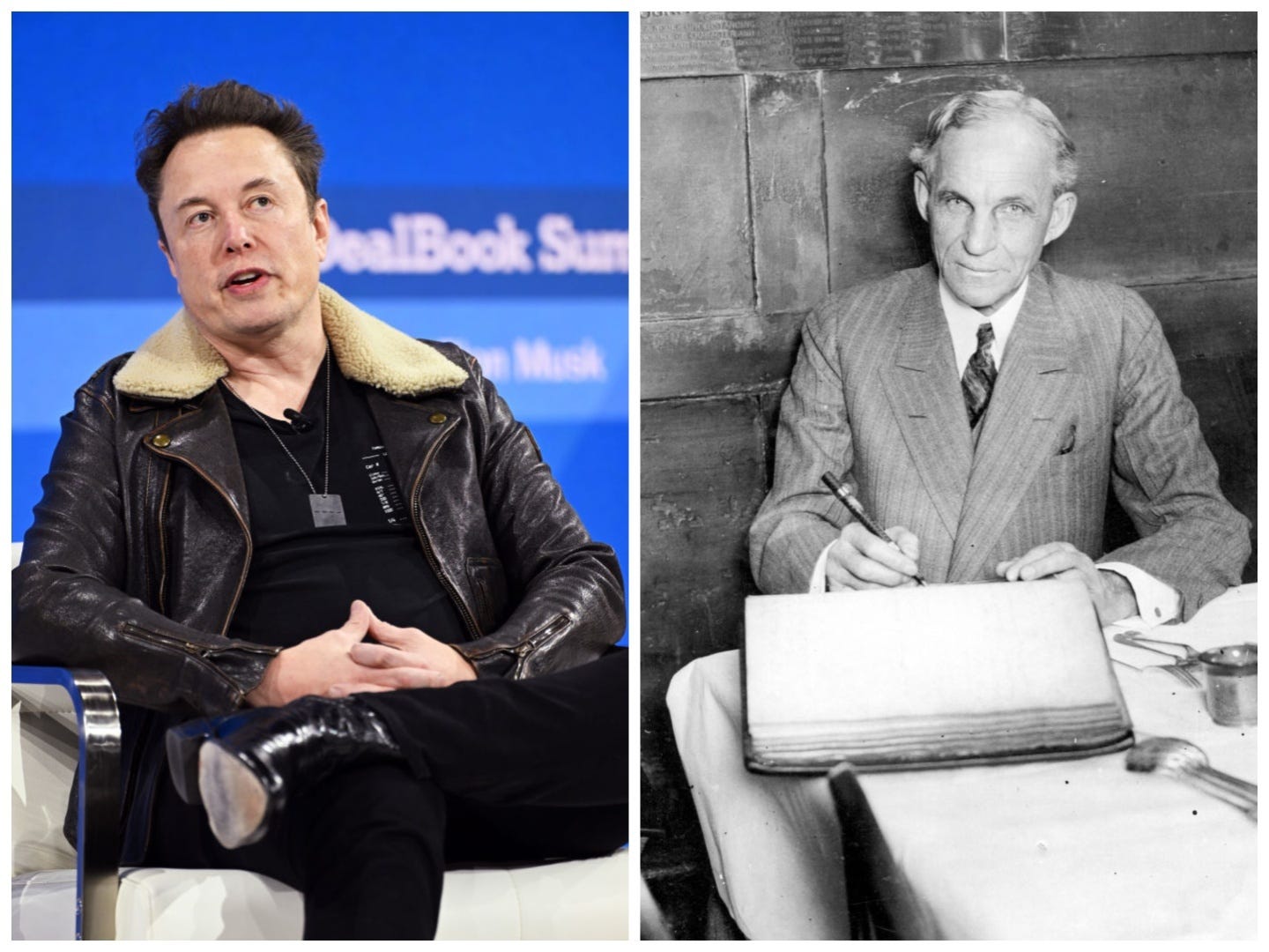Tesla CEO Elon Musk and Ford founder Henry Ford